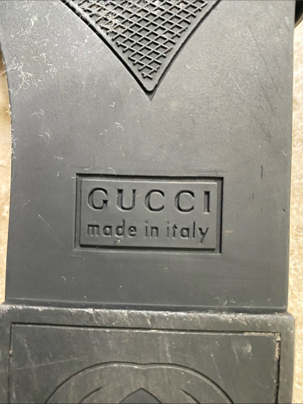 Gucci Matte Black GG Rubber Slide Sandals - Picture 2 of 16